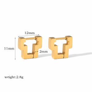 1 Paire De Boucles D'Oreilles Créoles Classiques Géométriques En Acier Inoxydable, Étanches, Couleur Or, Pour Femme h5 