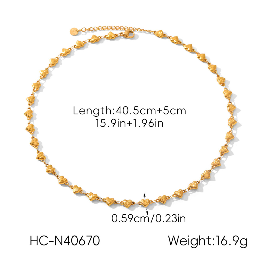 Collier En Acier Inoxydable Doré, Étanche, Avec Chaîne En Forme De Cœur (1 Pièce). Image2