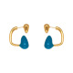 F319 - Boucles d'oreilles goutte dorées et bleues Image3