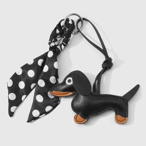 1 Foulard En Soie Noué À La Main, Mignon Et Fait Main, Avec Un Teckel Et Un Porte-Clés En Cuir. h5