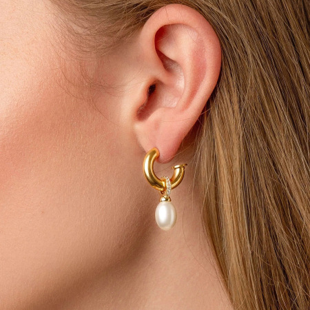 1 paire de magnifiques boucles d'oreilles pendantes annulaires en acier inoxydable étanche couleur or pour femme