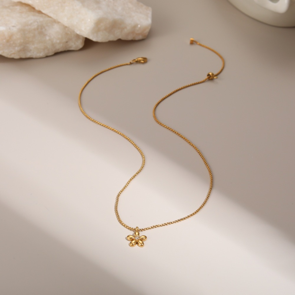 Ensemble De Bijoux Pour Femme Daily Flower En Acier Inoxydable Étanche Couleur Or (1 Pièce) Image3