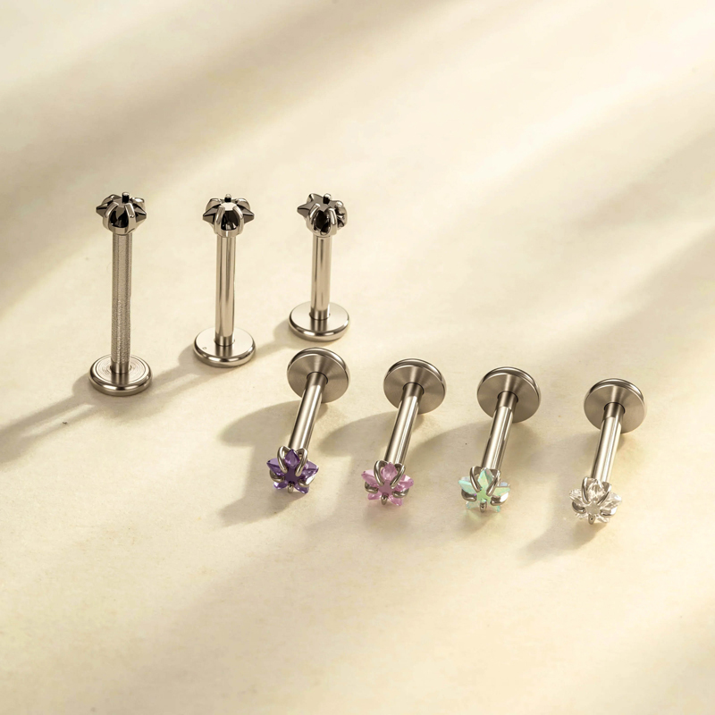 Boucles D'Oreilles Piercing Femme Simple En Acier Inoxydable, Étanches, Avec Zircon Et Étoile (1 Pièce). h5Image3