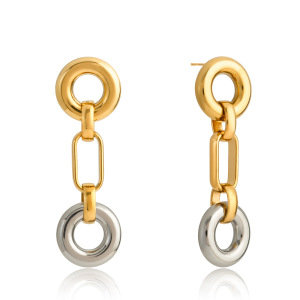 Boucles D'Oreilles Pendantes Pour Femme, En Acier Inoxydable, Couleurs Or Et Argent, Imperméables (1 Paire). h5 