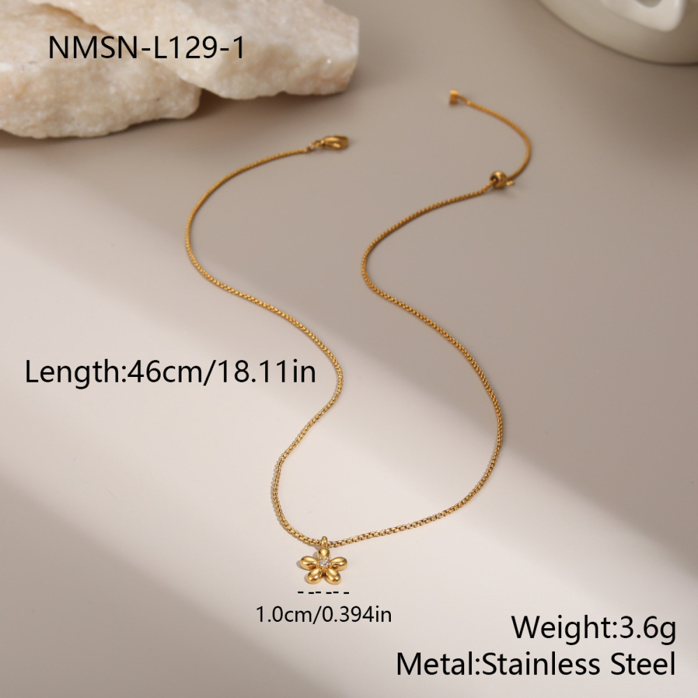 Ensemble De Bijoux Pour Femme Daily Flower En Acier Inoxydable Étanche Couleur Or (1 Pièce) 