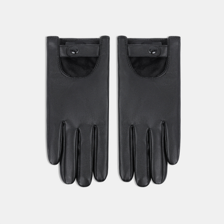 1 paire de gants pour femmes en PU ajourés de couleur unie