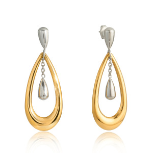1 Paire De Boucles D'Oreilles Pendantes Pour Femme, En Acier Inoxydable Doré Et Argenté, Étanches. h5 
