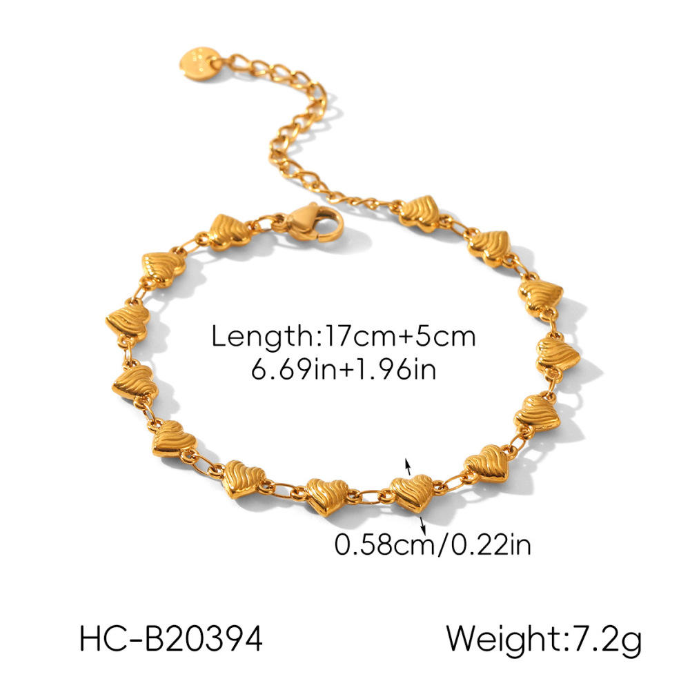 Bracelet En Acier Inoxydable Doré Étanche Avec Motif Cœur (1 Pièce) Image2
