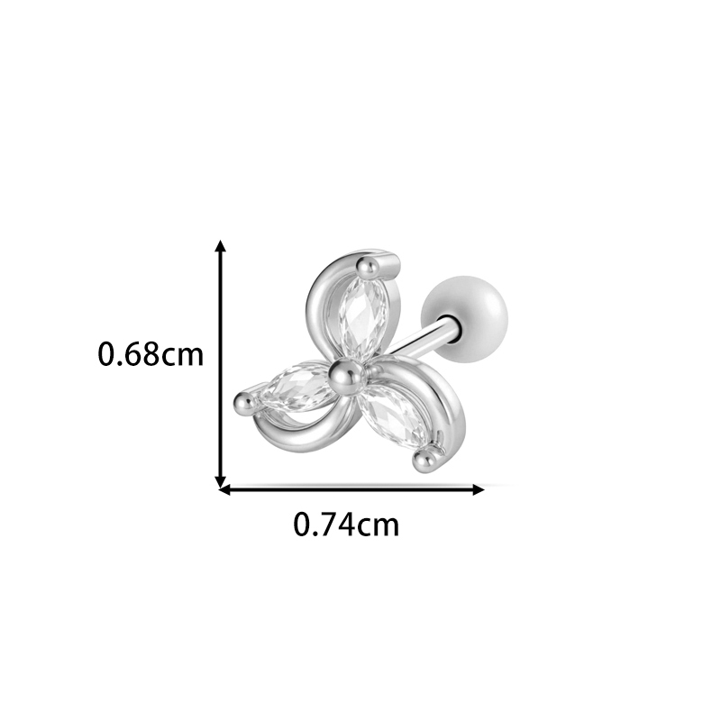 Boucles D'Oreilles Piercing Femme, 1 Pièce, Forme Cœur Papillon, Couleur Cuivre Doré, Zircon. h5Image2