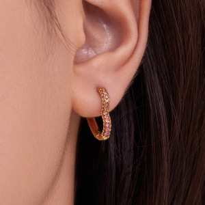 1 Paire De Boucles D'Oreilles Créoles Classiques En Forme De Cœur Avec Zircon, En Acier Inoxydable Étanche, Couleur Or. h5 Image4