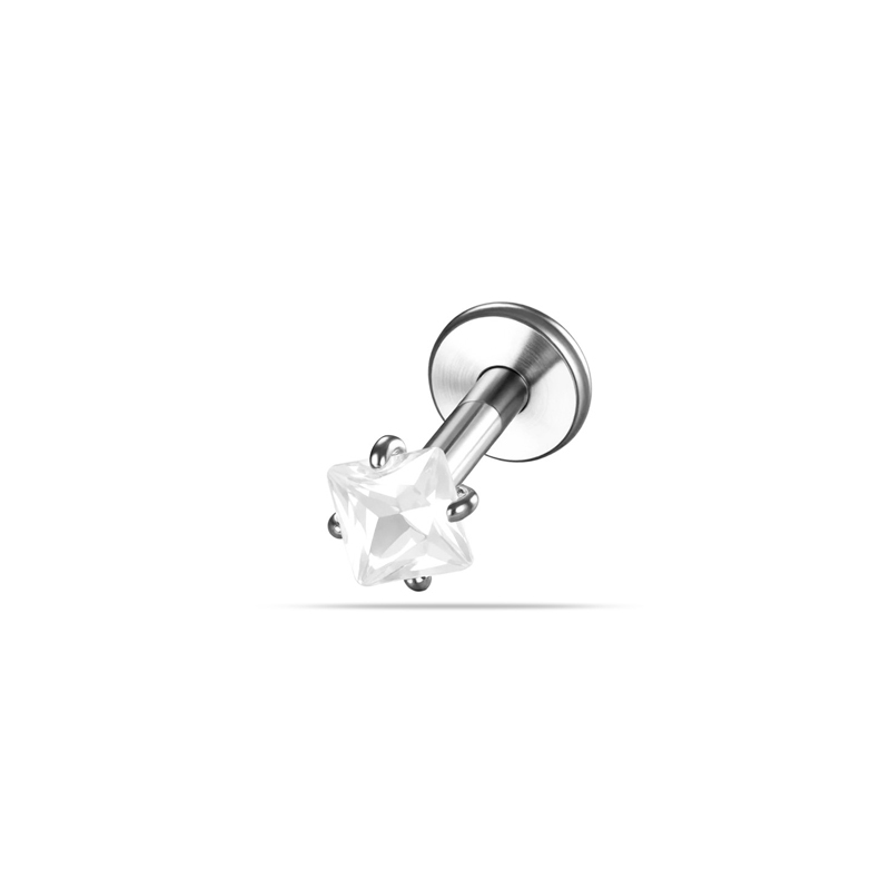 Boucles D'Oreilles Piercing Femme Carrées Classiques En Acier Inoxydable Étanche Avec Zircon (1 Pièce)