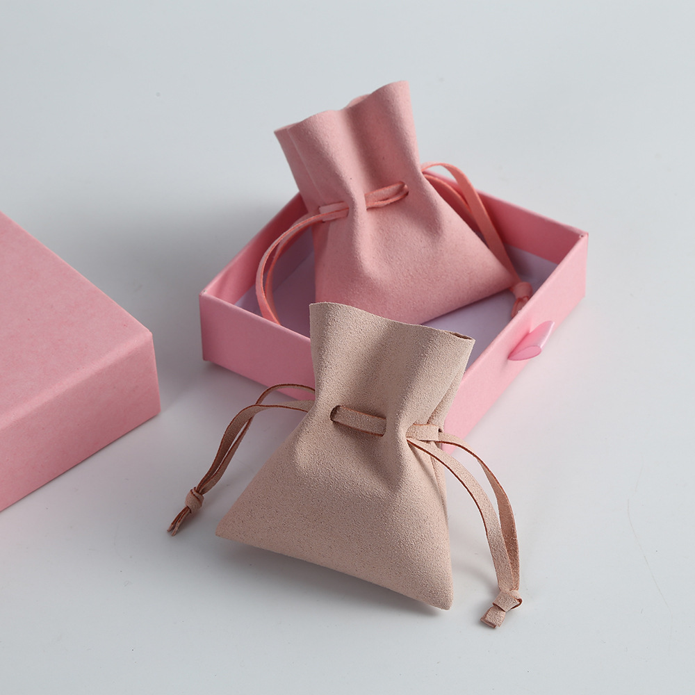 Pochette À Bijoux En Daim Uni Avec Cordon De Serrage (1 Pièce) Image3