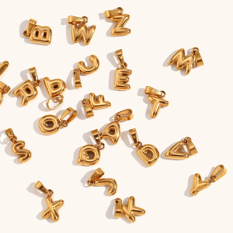 Pendentif Femme Simple, Mignon Et Personnalisable, En Acier Inoxydable, Couleur Or, Avec Lettre, En 1 Pièce Image2