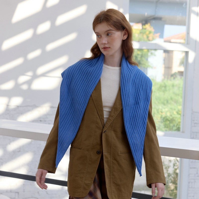 Écharpe D'Hiver Pour Femme, 1 Pièce, Couleur Unie, Ajourée, En Polyester. Image4