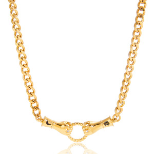Collier À Maillons Pour Femme, 1 Pièce, Série Luxueuse, En Acier Inoxydable, Étanche, Couleur Or, Avec Zircon. h5
