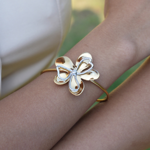 Bracelet Rétro Fleuri Pour Femme, En Acier Inoxydable, Étanche, Couleur Or (1 Pièce) h5 Image3
