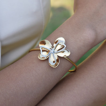 Bracelet rétro fleuri pour femme, en acier inoxydable, étanche, couleur or (1 pièce) 2