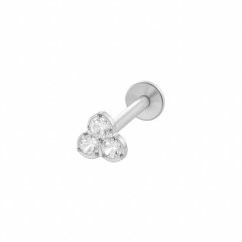 Boucles D'Oreilles Piercing Femme Simple Et Élégante En Acier Inoxydable Doré Et Zircon, Étanches, 1 Pièce 