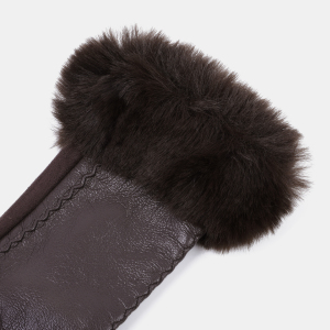 1 Paire De Gants Pour Femmes En Peluche Pu De Couleur Unie Simple h5 Image5