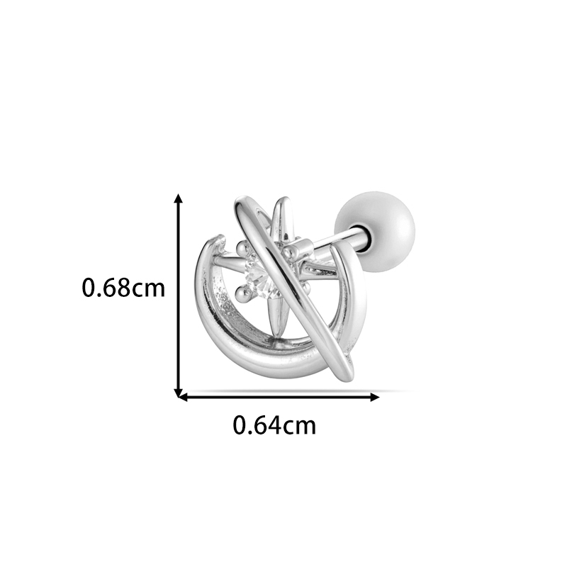 Boucles D'Oreilles Piercing Femme, Simples Et Robustes, Couleur Cuivre Doré, Avec Zircon (1 Pièce). Image2