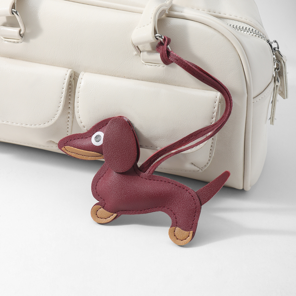 1 Breloque De Sac En Cuir Pour Femme, Motif Chiot Rétro Image7