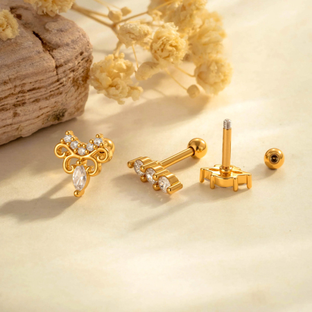Boucles d'oreilles papillon sophistiquées en cuivre doré avec zircon, 1 pièce 2