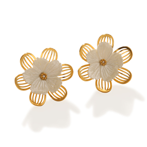 1 Paire De Boucles D'Oreilles Pendantes En Acier Inoxydable Doré, Imperméables, À Motif Floral h5 