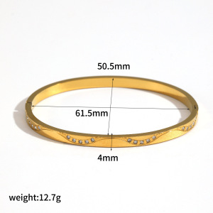 Bracelet Classique En Acier Inoxydable Étanche, Couleur Or, Orné De Strass (1 Pièce) h5