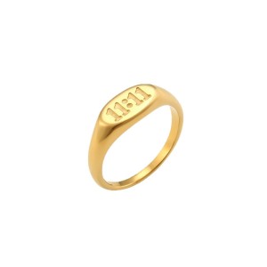 Bague Chevalière Simple Numéro 11:11 En Acier Inoxydable Étanche (1 Pièce) h5 Image6