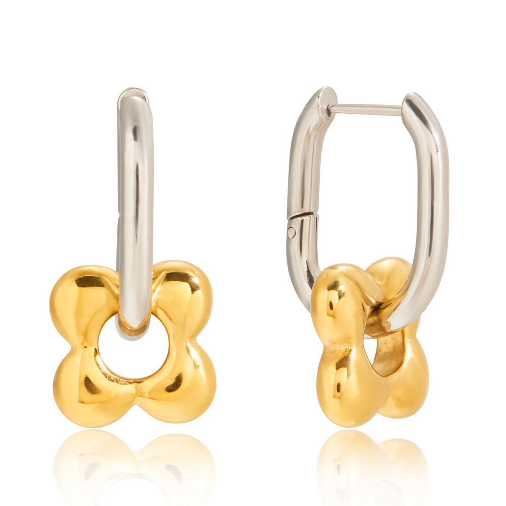1 Paire De Boucles D'Oreilles Pendantes Classiques En Acier Inoxydable Imperméable, De Couleurs Assorties, Pour Femmes.