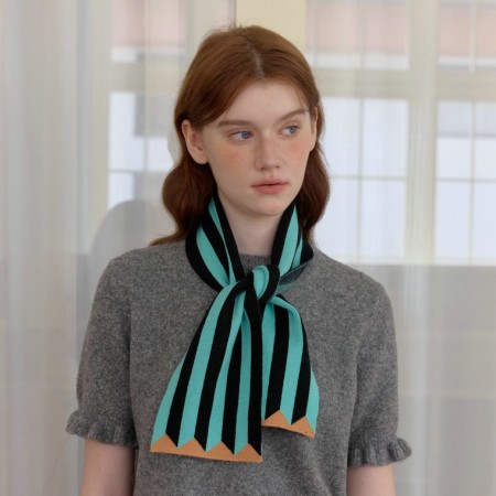 Écharpe D'Hiver Élégante À Rayures Patchwork En Polyester Pour Femme (1 Pièce)