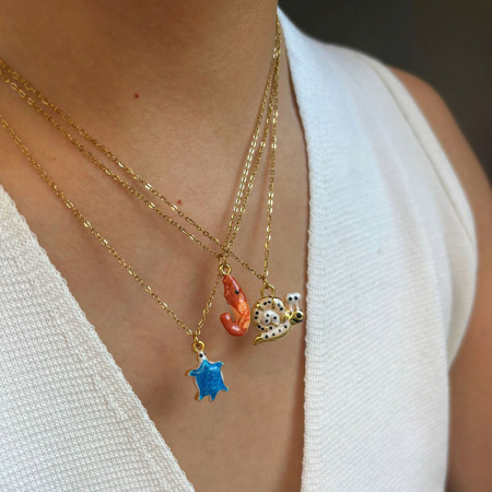 Collier pendentif animal en acier inoxydable émaillé étanche (1 pièce) 2
