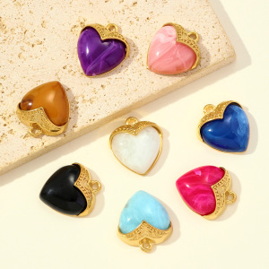 Pendentifs Pour Femmes En Forme De Cœur, En Acrylique, En Acier Titane Et Couleur Or, À Faire Soi-Même h5 Image4
