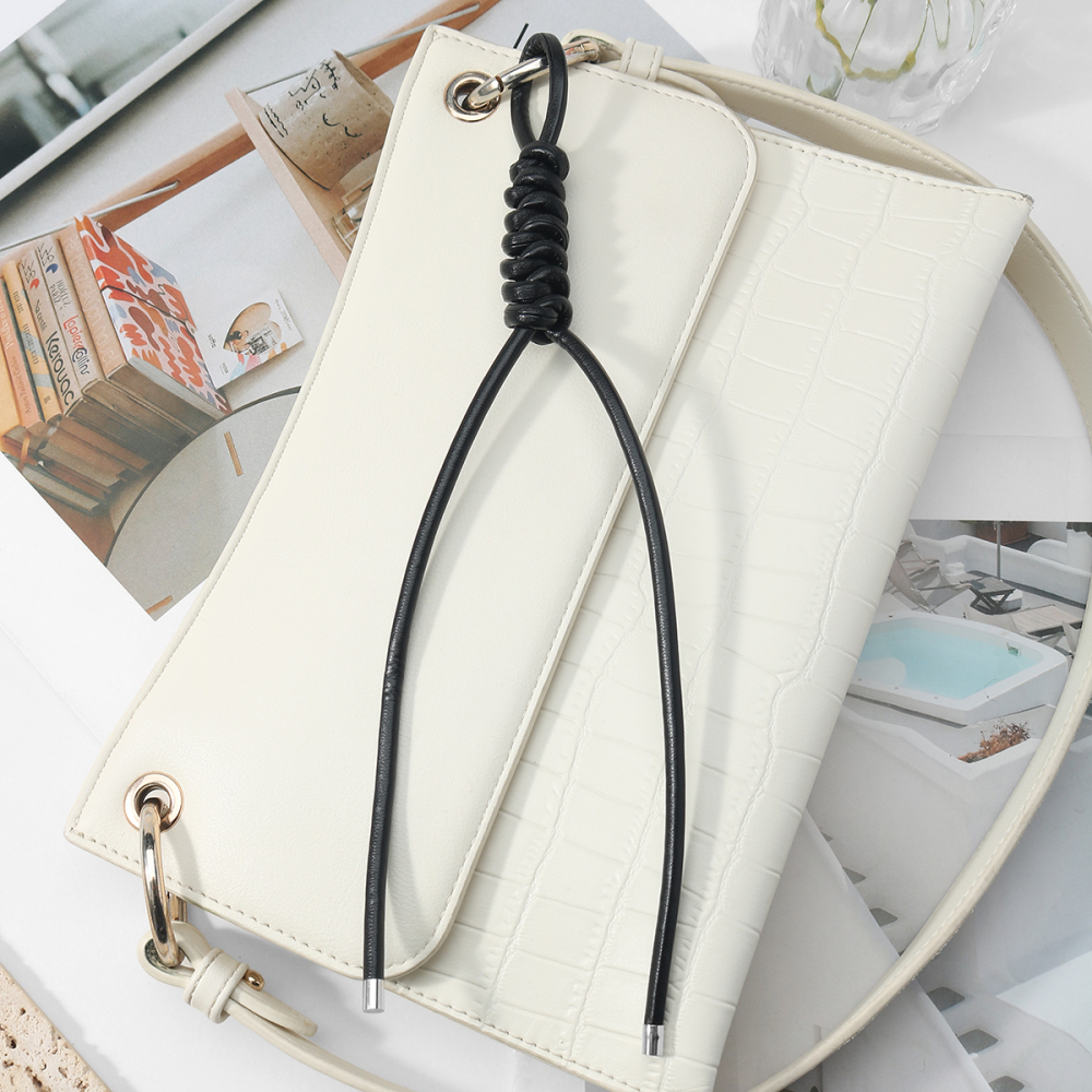 1 Breloque De Sac À Main Femme En Cuir Torsadé Uni, Style Décontracté Image5