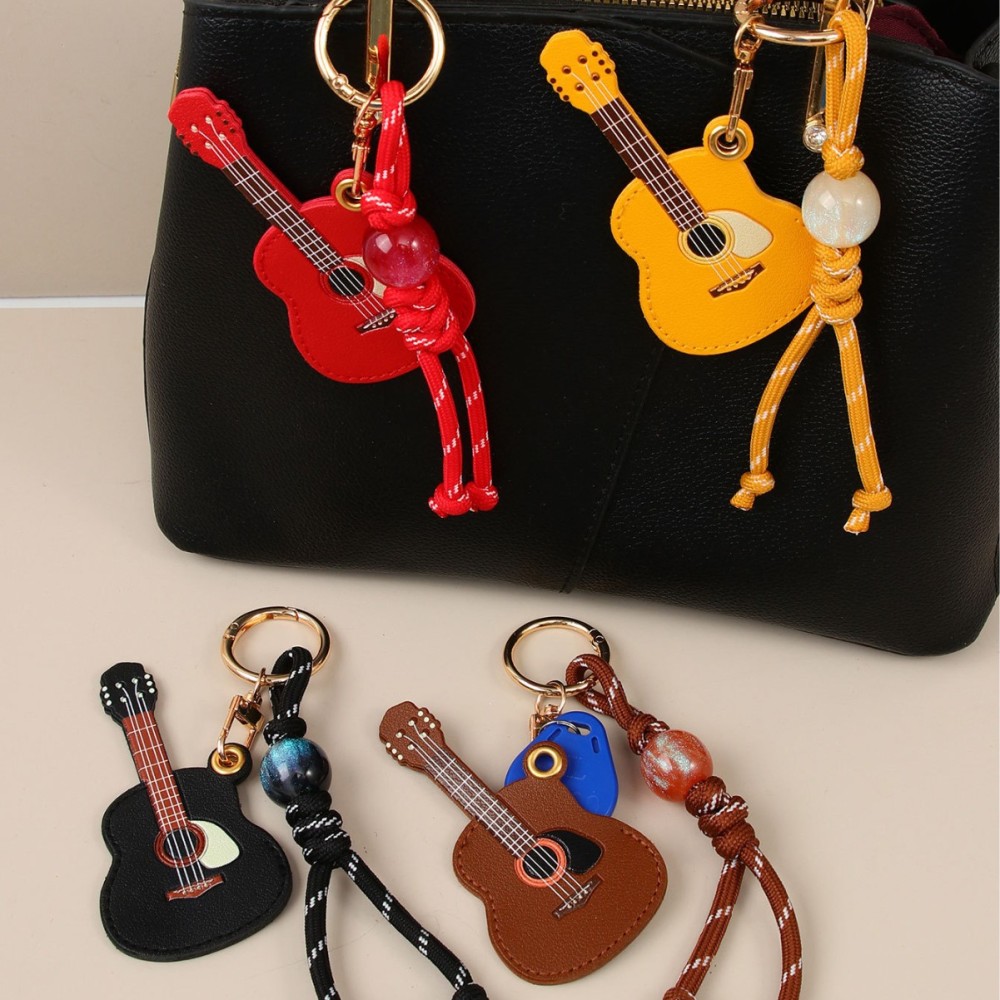1 Mini Porte-Clés Guitare Créatif En Pu Pour Femme h5Image2
