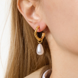 1 Paire De Boucles D'Oreilles Pendantes Élégantes Pour Femme, En Acier Inoxydable Étanche Couleur Or h5 Image3