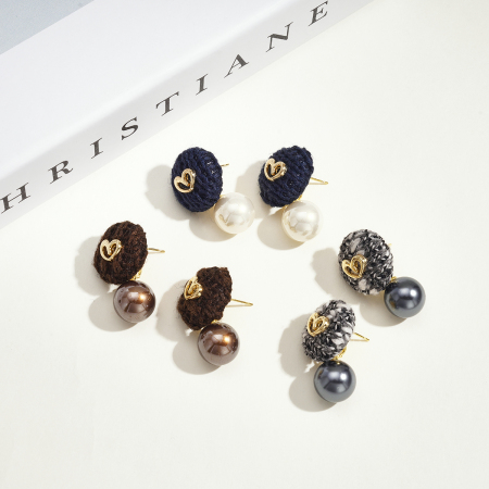 1 paire de boucles d'oreilles pendantes romantiques en coton patchwork à motif cœur pour femme