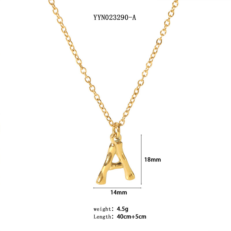 Collier Pendentif Lettre En Acier Inoxydable Étanche Couleur Or 