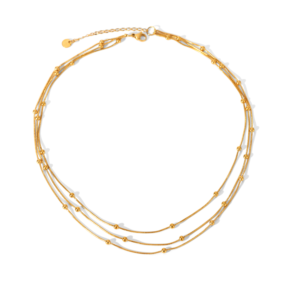 Ensemble De Colliers À Plusieurs Rangs En Acier Inoxydable Imperméable Couleur Or