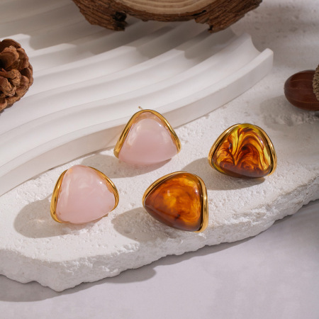 1 paire de boucles d'oreilles élégantes en résine à dégradé de couleurs