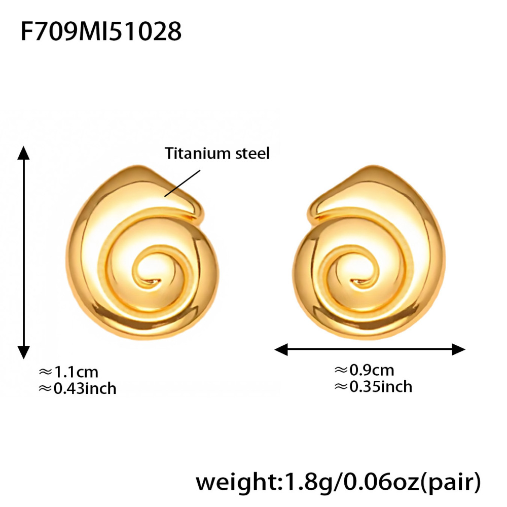 1 Paire De Boucles D'Oreilles Vortex En Acier Inoxydable Étanche, Couleur Or, Pour Femmes Image2
