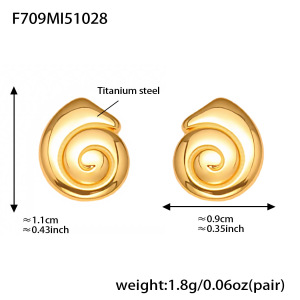 1 Paire De Boucles D'Oreilles Vortex En Acier Inoxydable Étanche, Couleur Or, Pour Femmes h5 Image2