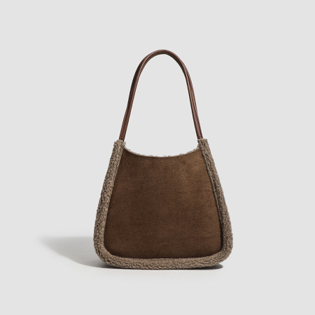 Sac fourre-tout pour femme, simple et décontracté, de couleur unie et en fourrure (1 pièce) 2