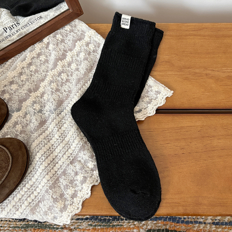 1 Paire De Bas Pour Femmes, Couleur Unie, Épais, Style Basique 