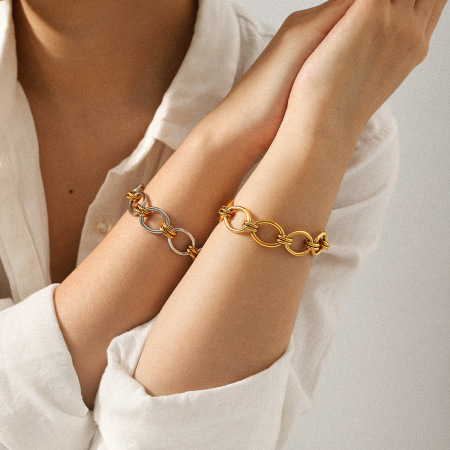 Bracelet à maillons en acier inoxydable imperméable, 1 pièce, couleurs assorties