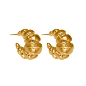 1 Paire De Boucles D'Oreilles Créoles Torsadées En Forme De Croissant, En Acier Inoxydable Étanche, Couleur Or, Pour Femmes h5 