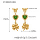 F738 - Boucles d'oreilles cœur vert en zircon 