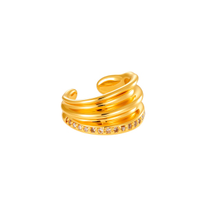 1 Boucle D'Oreille Manchette Moderne En Cuivre Et Zircon De Forme Irrégulière Pour Femme h5