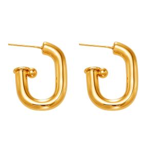 1 Paire De Boucles D'Oreilles Créoles Minimalistes Annulaires En Acier Inoxydable Étanche Couleur Or Pour Femme h5