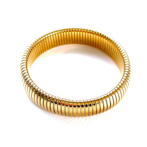 Bracelet En Acier Inoxydable Orné De Perles De Verre Ambré (1 Rang). h5 